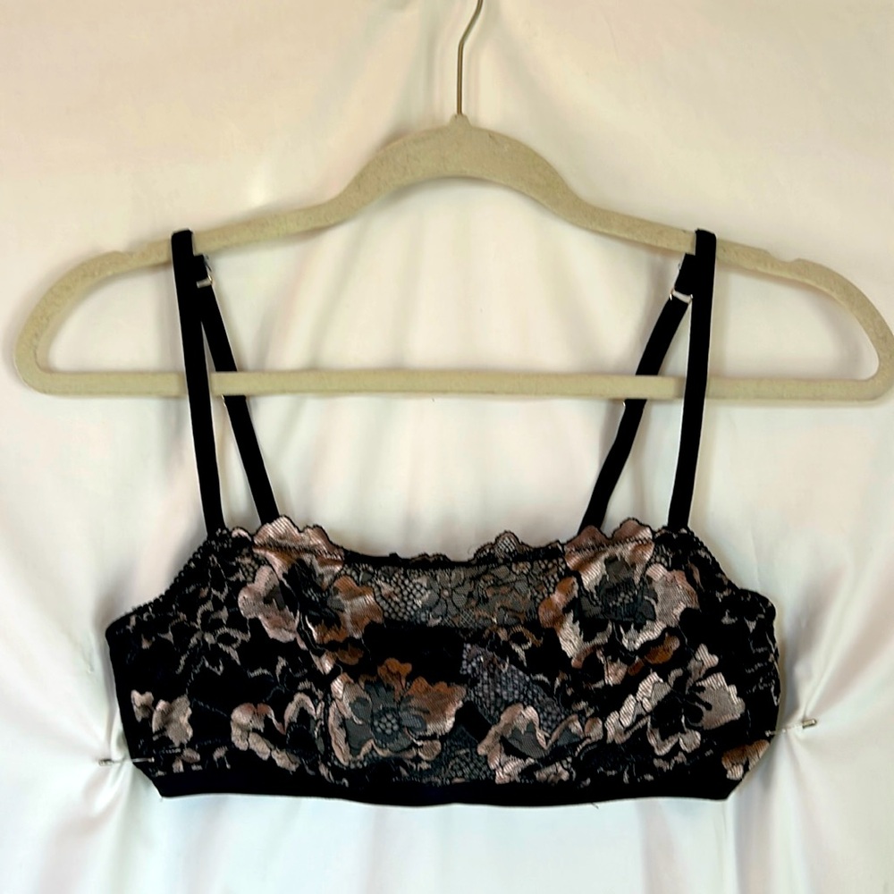 Auden Black Floral Unlined Lace Bralette Underwire Size Medium / Size M